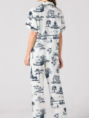 Katie Kime Charleston Toile Print Pajama Set S NWOT thumbnail 2
