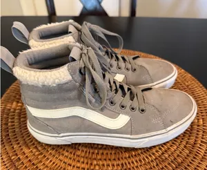 Vans Sk8-Hi MTE Grey Suede Faux Fur Lined Winter Sneakers Womens 7 High Top‎ thumbnail 1
