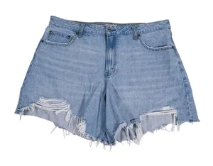 Abercrombie & Fitch Curve Love The Loose Short High Rise Size 33 Blue Distressed thumbnail 1