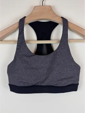 Lululemon Invigorate Bra Heathered Black Black Mesh Racerback Size 4 thumbnail 4