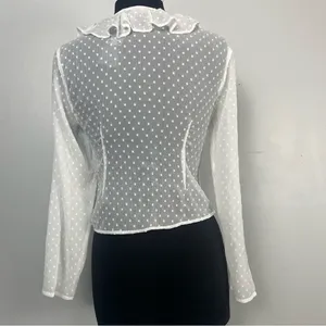 New Abercrombie & fitch while polka dot tie-front ruffle mesh long sleeve small thumbnail 4
