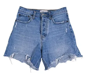 Abercrombie & Fitch Dad Short High Rise Size 25(0) Blue Raw Hem Distressed Denim thumbnail 1