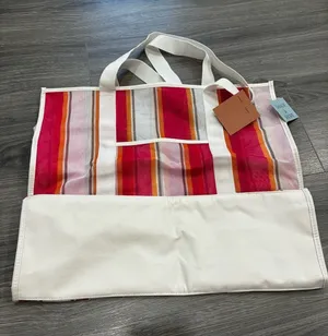 Shade & Shore Striped Pink, Red & Orange Tote thumbnail 1