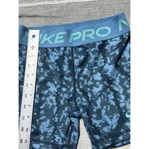 Nike Pro Dri-FIT‎ Women Large Blue Abstract Graphic Compression Athletic Shorts thumbnail 2