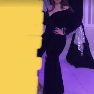 Elegant Velvet/ Deep V-neck, long sleeve, side slit, long length empire waist XL thumbnail 11