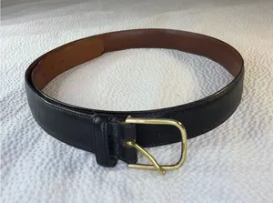 Dooney & Bourke Womens Black Leather Belt Brass Buckle 10001 Size 36 Made In USA thumbnail 1