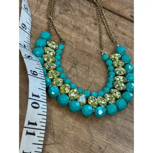Vintage Gold Chain Turquoise & Yellow Gemstone Statement Necklace thumbnail 4