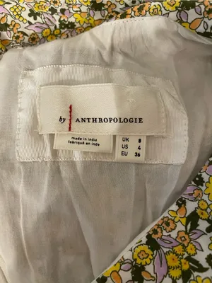 Anthropologie Yellow Floral Mini Dress Ruffle Short Sleeve Collared Printed SZ 4 thumbnail 8