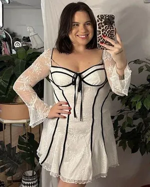 Lace Black And White Contrast Color Ruffled Hem Mini Dress thumbnail 1