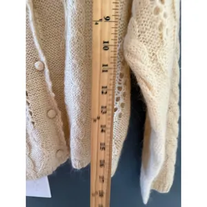 Sostanza Vintage Cream Pointelle Cable Knit Button Cardigan Sweater Cottage‎ thumbnail 6