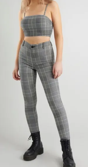 Garage Plaid "As If!" Pants and crop top size small thumbnail 1