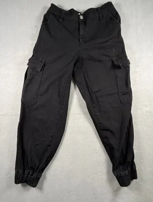 Rue21 Womens Black Cargo Jogger Pants Size Medium Utility Streetwear Pocket thumbnail 1