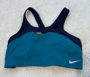 Nike Womens Sports Bra Color Block Sz L Preppy Cheer Sports Running Athleisure thumbnail 1