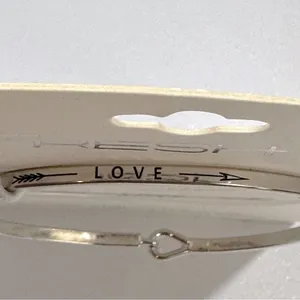 Fresh & Co Silver “ Love “ Bangle Bracelet Minimalist Sweet Simple Dainty thumbnail 4