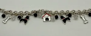 Dog Charm Bracelet Poodle Doghouse Bone Silver Tone Cute Gift thumbnail 1