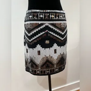 Gorgeous and shiny Express Black, White, Brown Embellished Mini Skirt! thumbnail 2