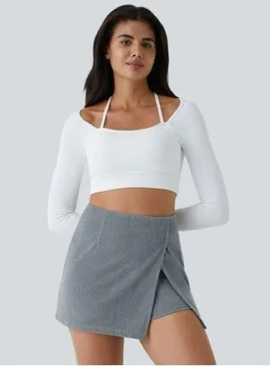 Halara High Waisted Back Zipper Split Hem 2-in-1 Corduroy Casual Skirt Sz Large thumbnail 1