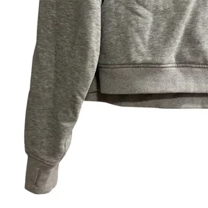 Trendy Queen Women's XL Gray Cropped Fleece Lined Half‎ Zip Hoodie thumbnail 6