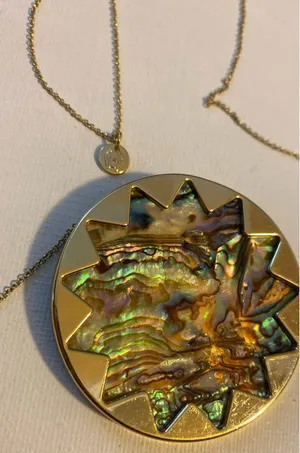 House of Harlow starburst pendant long gold tone necklace thumbnail 2