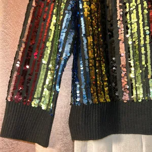NWT Oliver.O Size M Sequined V Neckline Sweater Black Size M thumbnail 3