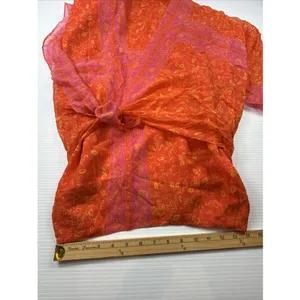 Finity Studio 100% silk Wrap dress vibrant pink‎ and orange floral Size 8 thumbnail 5
