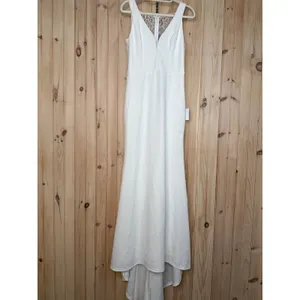 NWT Lulus Long-Lasting Love Ivory Lace V-Neck Mermaid Dress Wedding Bride Size L thumbnail 2