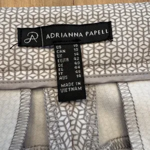Adrianna Papell Taupe‎ Geo 1 Printed Kate Fit Dress Pants Size 10 thumbnail 2