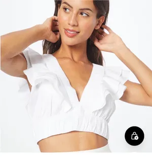 Abercrombie Cropped Dream Top White Eyelet Flutter Sleeve Large thumbnail 1