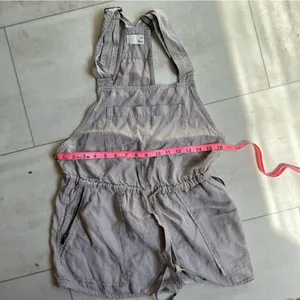 Wilfred Free Aritzia Grey Lyocell Short Overalls Romper Drawstring Waist Small‎ thumbnail 7