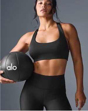 Alo black airlift advantage racerback sports bra thumbnail 1