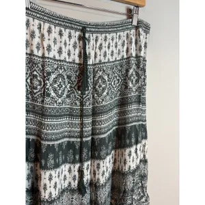 Teal and cream boho patterned tiered maxi skirt Size M thumbnail 3