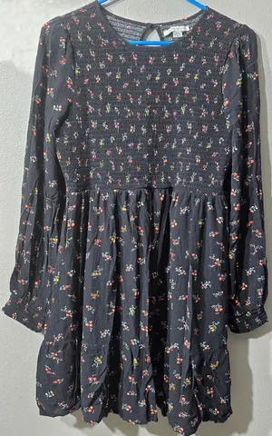Women's American Eagle Outfitters Black Ditzy Floral‎ Long Sleeve Mini Dress M thumbnail 1
