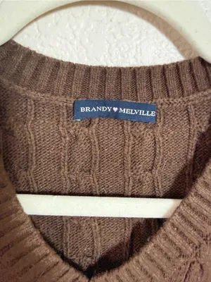 Brandy Melville Brown Cable Knit V-Neck Sweater Vest thumbnail 2