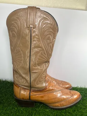 Tony Lama Cowboy Boots Men’s 10.5 D Brown Tan Leather Western thumbnail 3