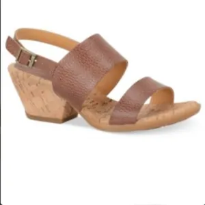 Kork Ease Vienna Brown Leather Cork Wedge Sandals Womens Double Strap Adjustable thumbnail 2