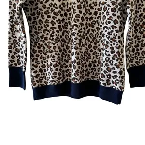 Peter Millar Trendy 100% Merino Wool Leopard Print Ribbed Navy Blue SZ M #2291 thumbnail 4