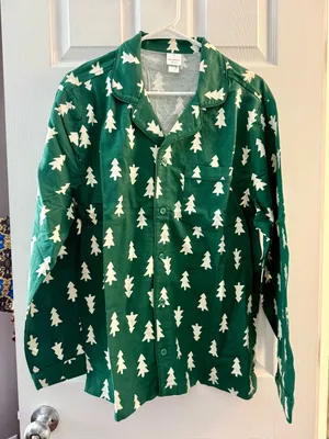 Hanna Andersson Green and White Tree Print Pajama Top Size M thumbnail 1