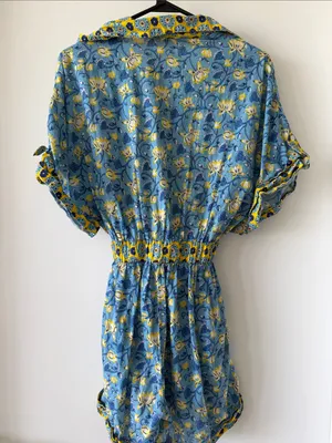 Just Belinda Blue & Yellow Floral One-Piece Romper thumbnail 5