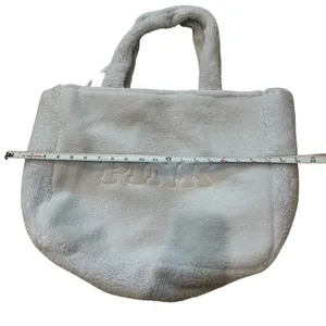 Victoria's Secret PINK Plush Teddy Faux Fur Tote Bag‎ Baby blue NWT thumbnail 3