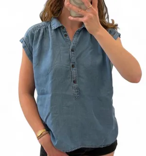 Loft Denim Button-Up Top thumbnail 2