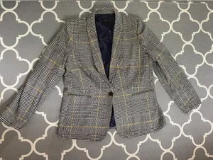 J.Crew parke plaid Single-Button Blazer Black and White Yellow Windowpane 16 thumbnail 1