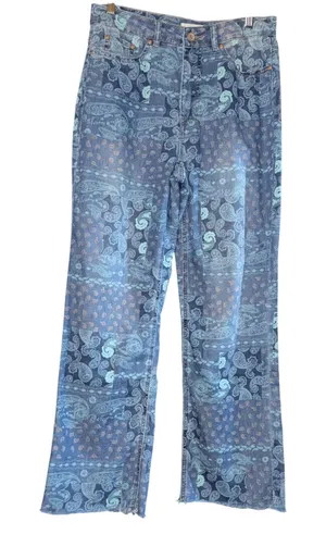 Tribal Jeans Paisley Patchwork Pants Women's 8 Boho Hippie Wide Leg Raw Hem‎ thumbnail 1