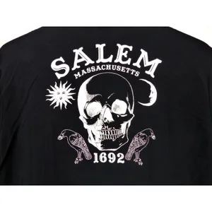 Hot Topic Skull Salem Oversized Button Shirt Womens S Black Goth Witch Moon thumbnail 10