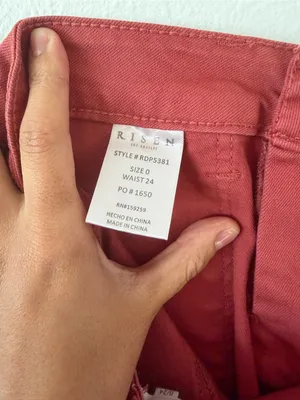 RISEN Jeans Women’s 0/24 Brick Red High Rise Flare Patch Pocket Denim Pants thumbnail 8