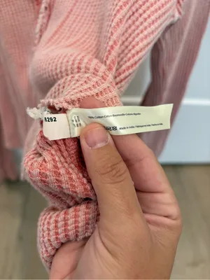 Free People One Colt Thermal Waffle Knit Henley Top Size Medium 100% Cotton thumbnail 4