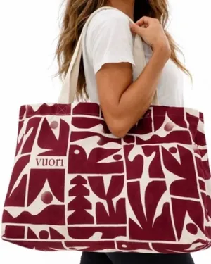 Vuori Limited Edition Holiday 16oz Cotton‎ Canvas Tote Bag Strawberry OS thumbnail 1
