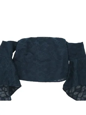 NWT C/MEO Collective Textured Lace Off Cold Shoulder Bell Sleeve Top S thumbnail 4