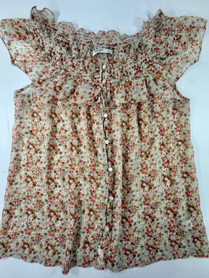 Cottagecore Ditsy Floral Smocked Ruffle Blouse Old Navy L thumbnail 1