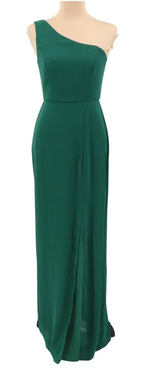 Elegant‎ One Shoulder Green Maxi Dress Size XS Holiday Bridesmaid Evening Formal thumbnail 1