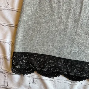 ZARA Trafaluc Grey Jersey Shirt Dress Small Black Lace Goth Comfy Neutral Loose fit thumbnail 7